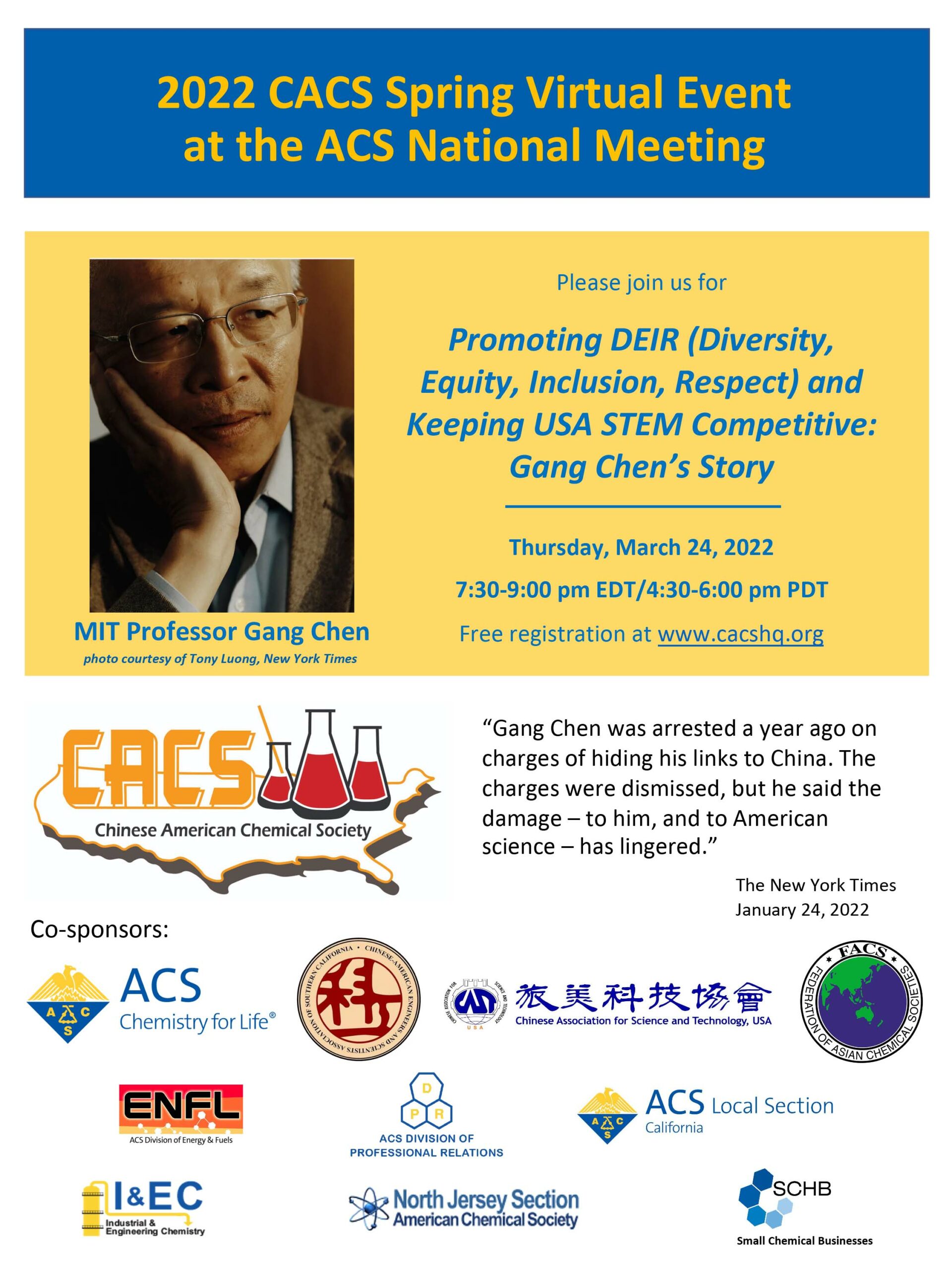 Chinese American Chemical Society Spring Virtual Event – Gang Chen’s ...