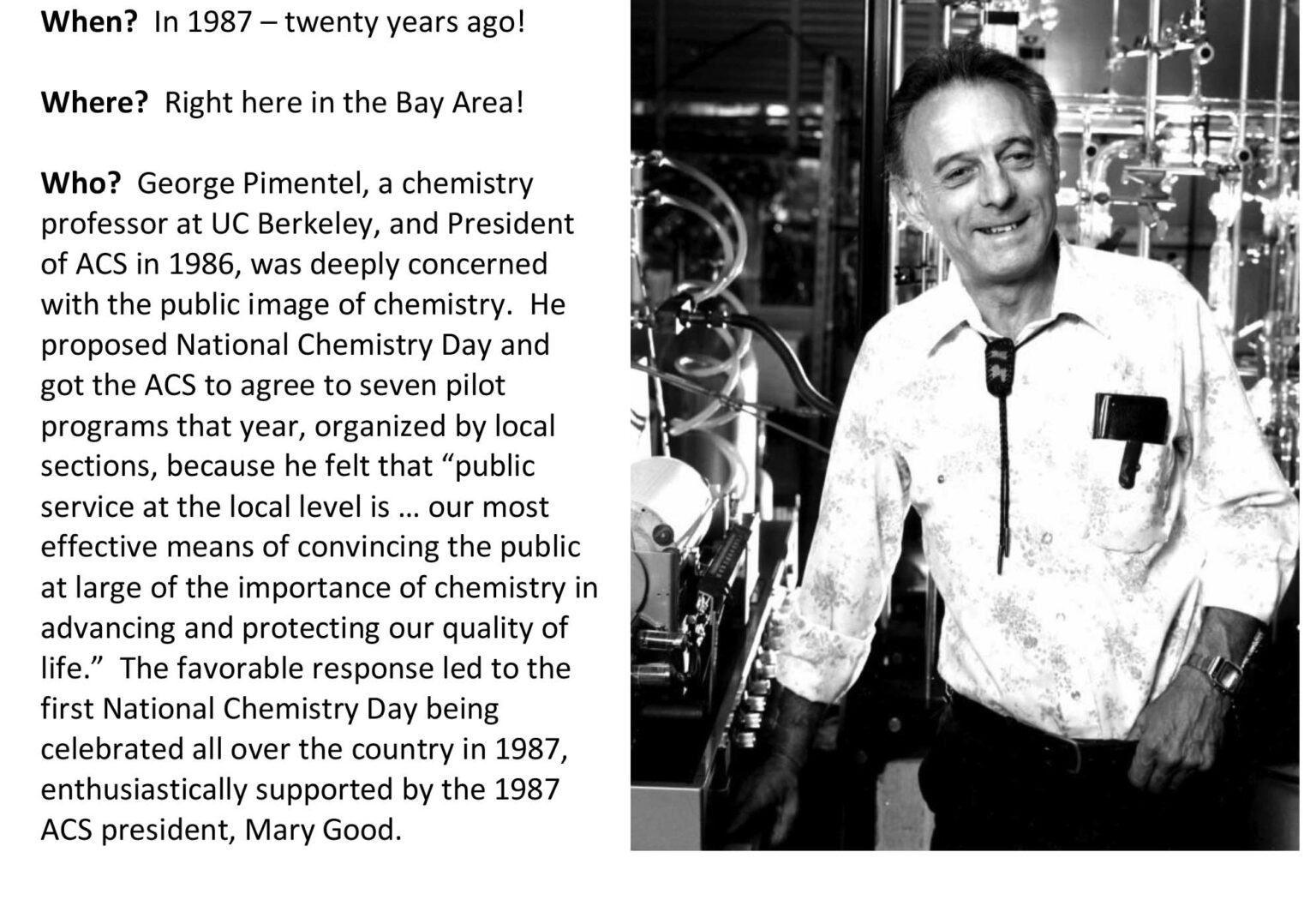 National Chemistry Day — How It All Began CALACS